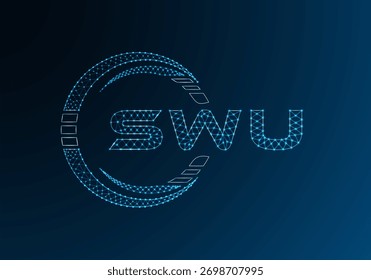 SWU low poly letter logo vector design. SWU lower poly logo design. Low poly logo.