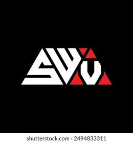 SWV triangle letter logo design with triangle shape. SWV triangle logo design monogram. SWV triangle vector logo template with red color. SWV triangular logo Simple, Elegant, and Luxurious design.