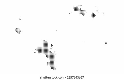 Mapa de puntos de las Seychelles con textura de color gris en el estilo de punto. Ilustración vector abstracta de un mapa de país con efecto de medio tono para infografía. 