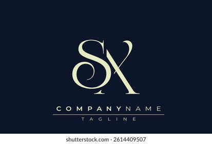 SX abstract Logo. Elegantly Designed Minimalist Monogram Logo with Stylish Lettering. Sophisticated and sleek minimalist monogram showcasing unique lettering design.