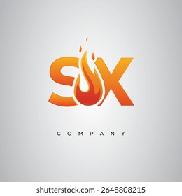 SX Creative Fire Letter Logo Design