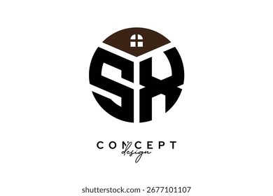 SX Creative Real Estate Monogram Diseño de concepto de logotipo en forma de círculo