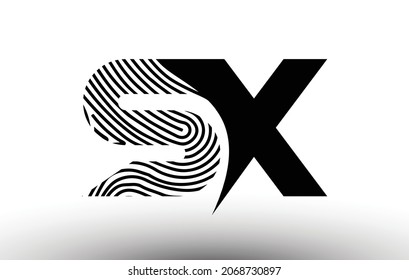 SX Fingerprint Zebra Letter Logo Design. SX Logo with fingerprint Creative Icon Vector Illustration