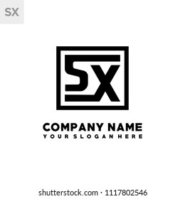 SX initial box letter logo template vector