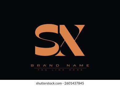 SX initial letter logo design. Letter S and X luxury alphabet letter logo icon template
