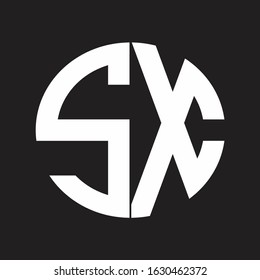 SX Initial Logo design Monogram Isolated on black and white