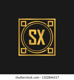 SX initial logo. Luxury ornament crown logo.