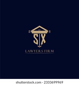 SX initial monogram lawfirm logo with pillar design