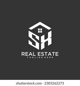 SX initial monogram logo for real estate with polygon shape creative design