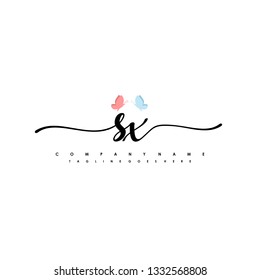 SX initial signature logo. handwriting logo template vector,