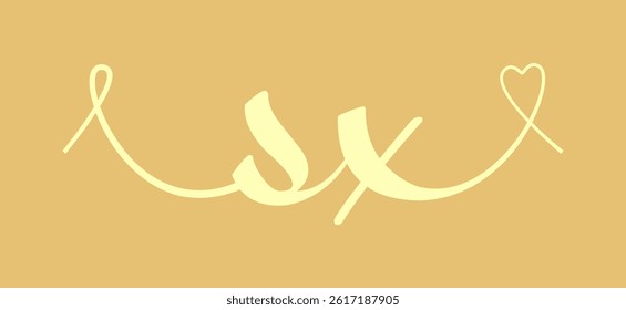 SX initial wedding monogram calligraphy vector illustration. Hand drawn lettering s and x love logo design for valentines day poster, greeting card, photo album, banner print or tattoo.