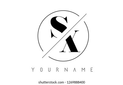 SX Letter Logo with Cutted and Intersected Design and Round Frame Vector Illustration