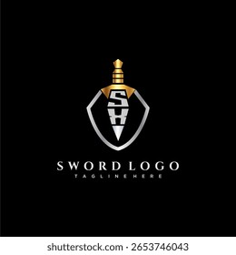 SX letter luxury monogram for shield and sword style image