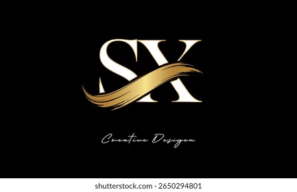 SX Letter Monogram Logo – Elegant Gold Brush Stroke Letter mark for Luxury Branding, Fashion, Boutique  Premium Identity Design
