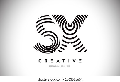 SX Lines Warp Logo Design.Vector Letter Icon Made with Circular Lines.