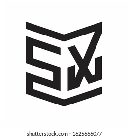 SX Logo Emblem Monogram With Shield Style Design Template Isolated On white Background
