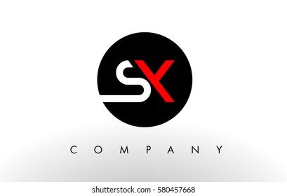 SX Logo.  Letter Design Vector with Red and Black Colors.