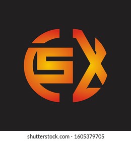 SX Logo monogram with cutting line style isolated on colors