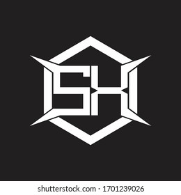 SX Logo monogram with hexagon and four taper shape design template