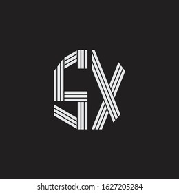 SX Logo monogram with outline style linked isolated on black background