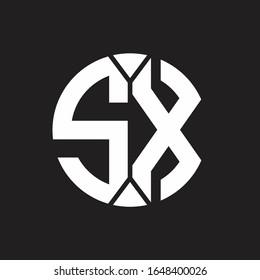 SX Logo monogram with piece circle ribbon style
