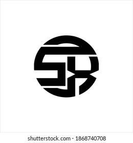 SX Logo-Monogramm mit abgerundeter Linie, Design-Vorlage auf weißem Hintergrund