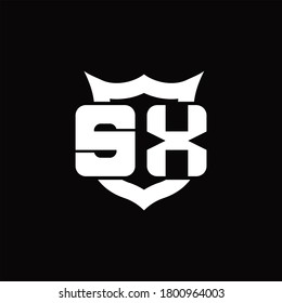 SX Logo-Monogramm mit Schild um die Kronform-Design-Vorlage