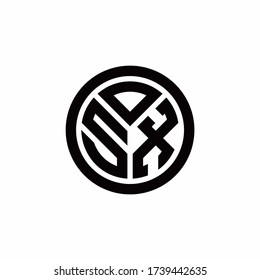 SX monogram logo with circle outline design template isolated on white background