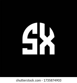 SX monogram logo with curve shape design template isolated on black background
