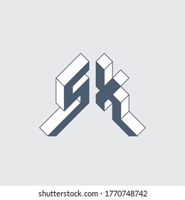SX - monograma o logotipo. Fuente isométrica 3d para el diseño. Alfabeto de volumen. Letras de tres dimensiones: S y X.