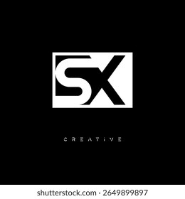 Monograma de espaço negativo SX - Logotipo de marca de letra preto e branco minimalista para branding criativo, identidade de moda e conceitos de design moderno
