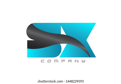 SX S X blue black alphabet combination letter logo design suitable for a company or business