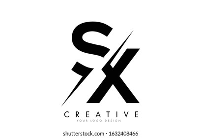 SX S X Letter Logo Design with a Creative Cut. Creative logo design..