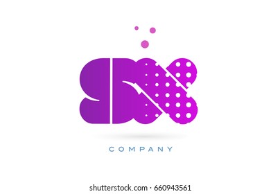 sx s x pink dots dotted letter logo alphabet creative company vector icon design template