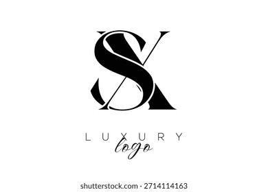 Logotipo de la tipografía del monograma de la letra de SX Serif para la identidad elegante de la marca de Premium