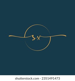 Módulo de logotipo inicial de la firma SX, vector, logotipo de firma