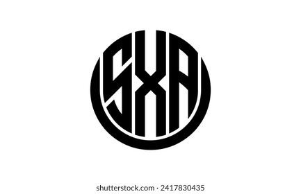 SXA letra inicial de la forma de círculo geométrico creativo icono de diseño vector. monograma, membrete, círculo, caligrafía, símbolo, emblema, elegante, abstracto, marca de texto, signo, arte, tipografía, icono, forma