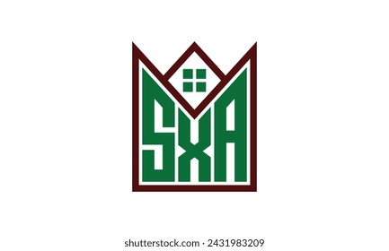 SXA initial letter real estate builders logo design vector. construction, housing, home marker, property, building, apartment, flat, compartment, business, corporate, house rent, rental, commercial