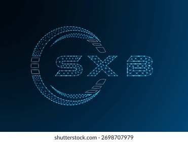 SXB low poly letter logo vector design. SXB lower poly logo design. Low poly logo.