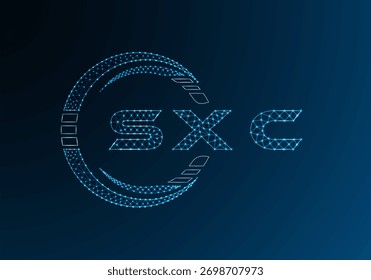 SXC low poly letter logo vector design. SXC lower poly logo design. Low poly logo.