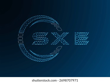 SXE low poly letter logo vector design. SXE lower poly logo design. Low poly logo.