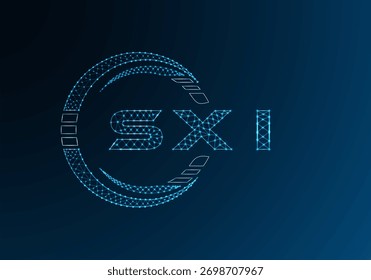 SXI low poly letter logo vector design. SXI lower poly logo design. Low poly logo.