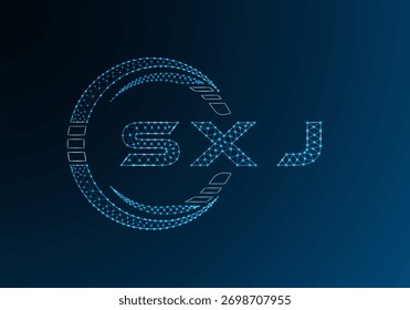 SXJ low poly letter logo vector design. SXJ lower poly logo design. Low poly logo.