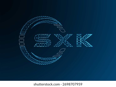 SXK low poly letter logo vector design. SXK lower poly logo design. Low poly logo.