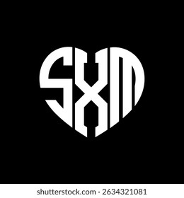 SXM Unique abstract monogram love shape vector logo design.
