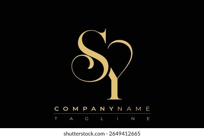 SY Abstract logotipo de joia criativa. Um logotipo elegante com iniciais de monograma dourado em uma tipografia elegante e moderna, perfeito para a marca