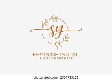 SY beauty monogram and elegant logo design handwriting logo of initial signature, wedding, fashion, floral and botanical with creative template.