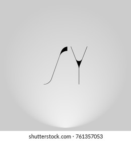 SY Black thin minimalist LOGO Design with Highlight on Gray background.