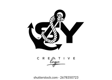SY Creative Monogram Latter Logo with Anchor and Rope Design
