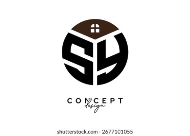 Diseño de concepto de logotipo de monograma de bienes raíces creativo de SY en forma de círculo